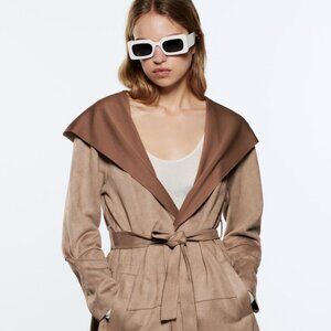 FAUX SUEDE HOODED JACKET